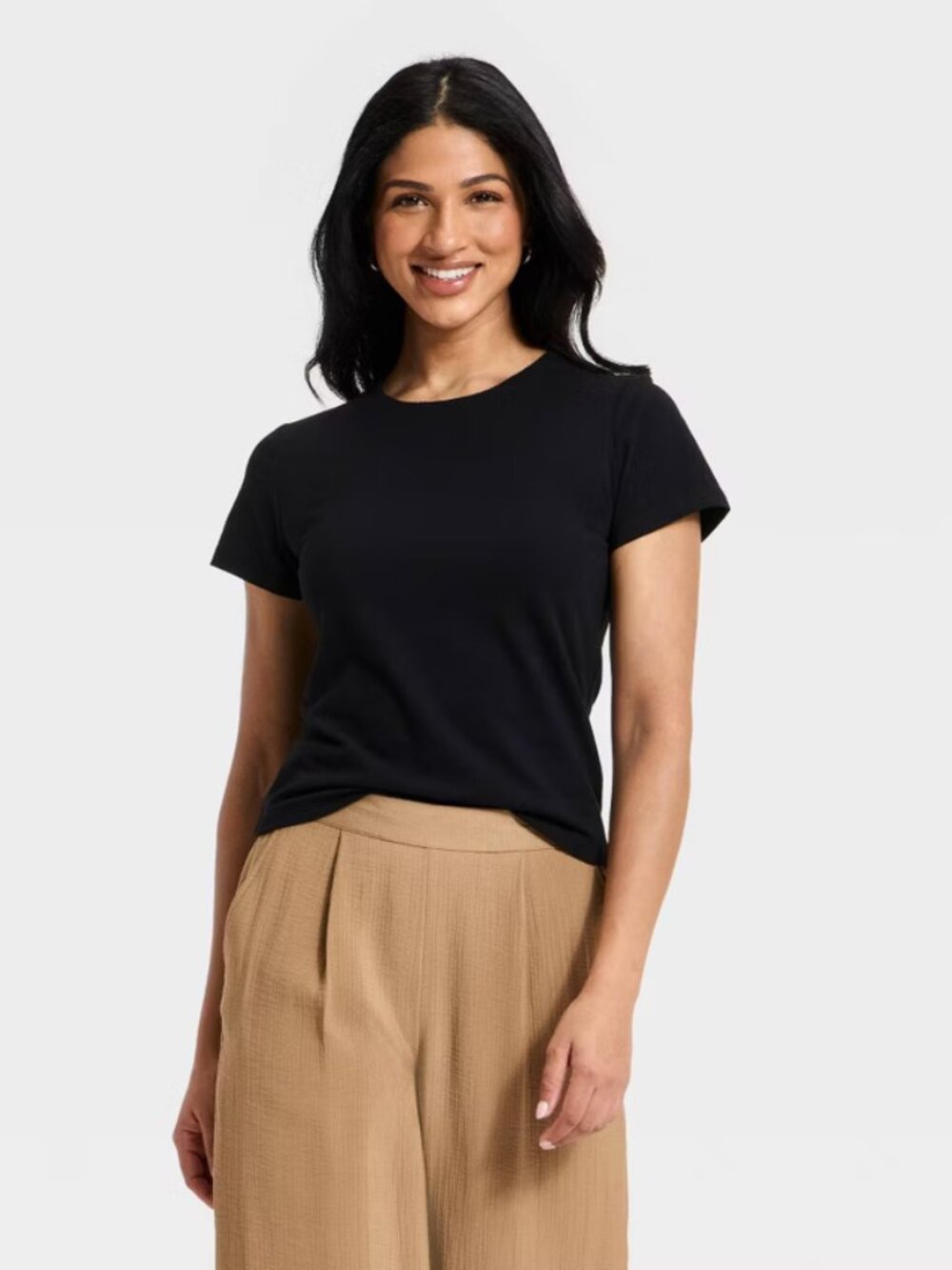 Women's Short Sleeve Sculpt T-Shirt - A New Day Black L
